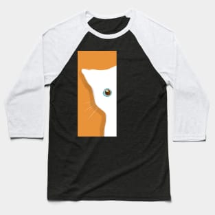 Shy White Cat Baseball T-Shirt